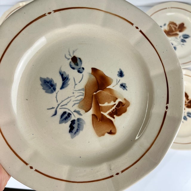 Vintage Dessert Plates with Floral Motif from Sarreguemines, 1920s, Set of 6 For Sale - Image 10 of 12