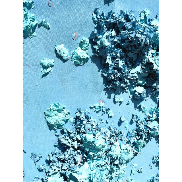 Contemporary Oversized Dimensional Textured Wall Art in Hydrangea-Inspired Tiffany Blue For Sale - Image 3 of 8