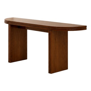 Oval Console Table in Walnut, 1980s For Sale