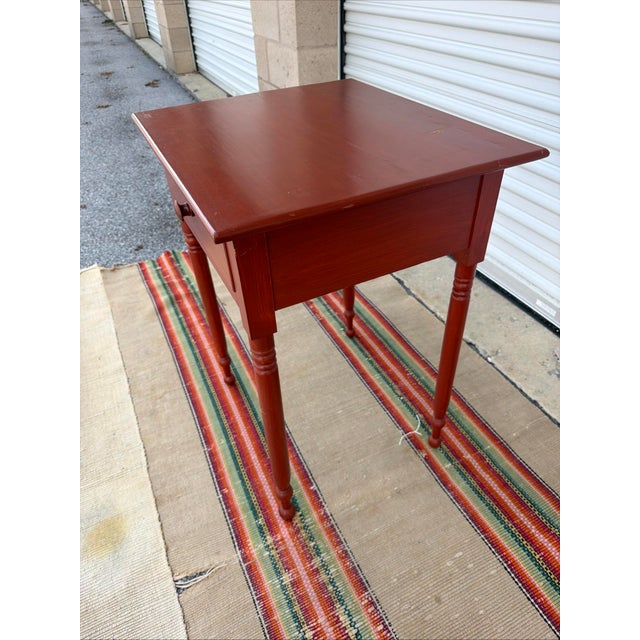A Pennsylvania Turned Leg Red Wash Painted 1 Drawer Side Table, Circa 1840’s For Sale - Image 14 of 17