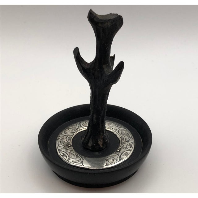Traditional Ring Tree Edwardian English Ebony & Sterling; Ca 1916 Hallmark- No Monogram For Sale - Image 3 of 12