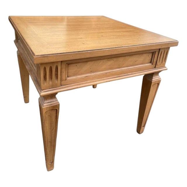 Thomasville Neoclassical Pecan Wood Side Table - Signed and Dated 1968 For Sale