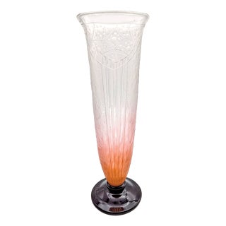 French Art Deco Fleurettes Vase in Glass by Charles Schneider, 1920s For Sale