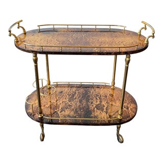 1960s Aldo Tura Lacquered Goat Skin Bar Trolley or Cart For Sale