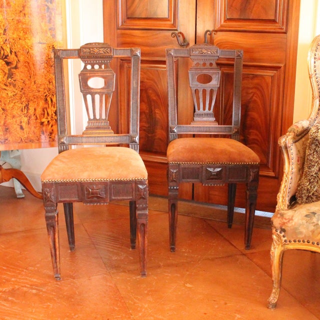 Late 18th Century Pair of Swedish Neoclassical Carved Hall Chairs For Sale - Image 5 of 12