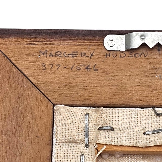 Pink Mid-Century Harbor Sunset Miniature Oil Painting by Margery Hudson For Sale - Image 8 of 9