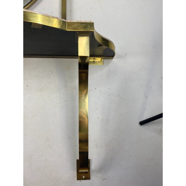 Mid-Century John Stuart Brass & Marble Hanging Entryway Shelf With Mirror For Sale In New York - Image 6 of 11