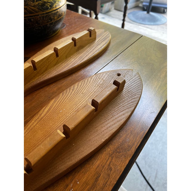 Nautical Pair of Wooden Fish Wall Hanging Hangers For Sale - Image 3 of 10