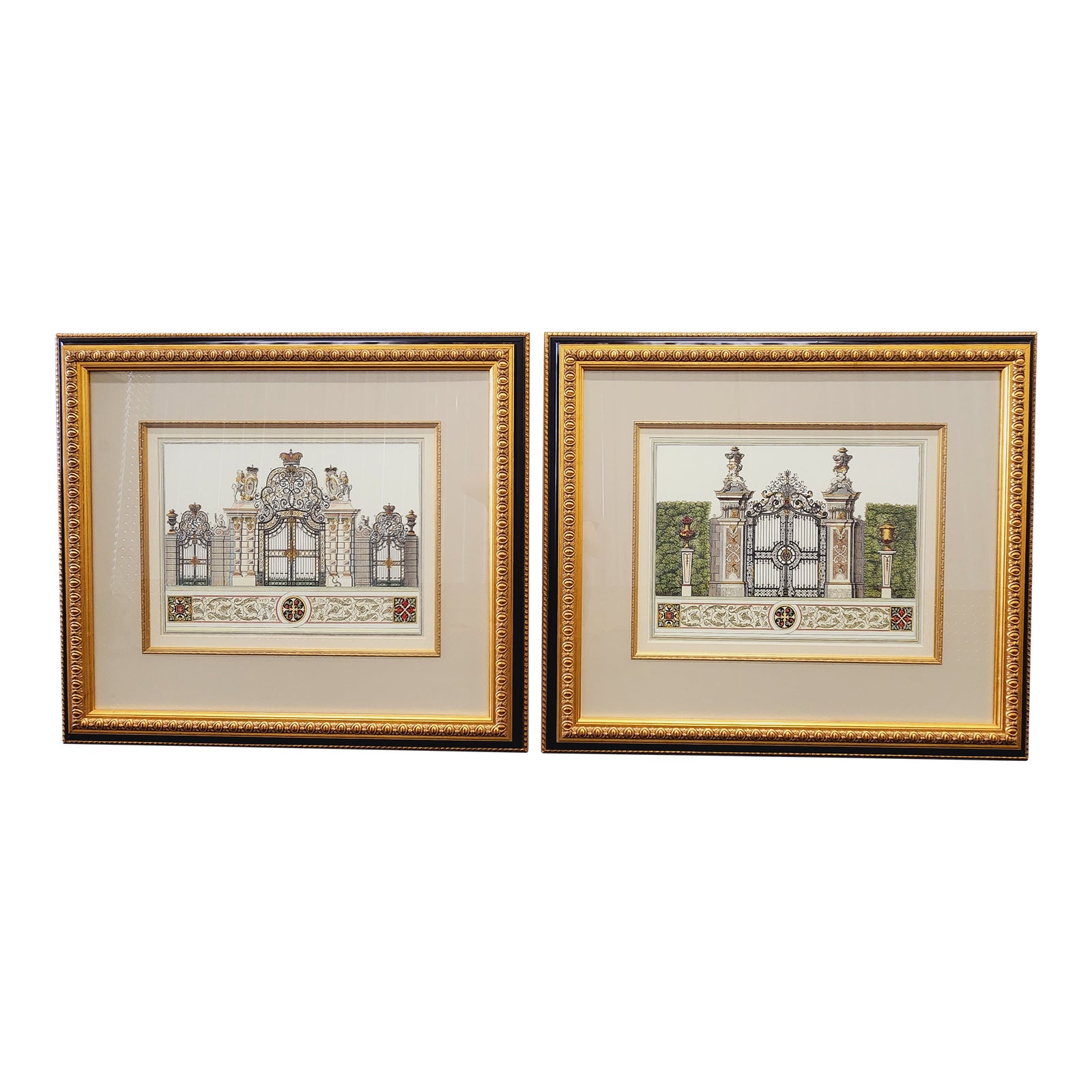 Large Decorative Framed Architectural PrintsA Pair Chairish