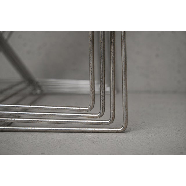 Vintage Minimalist Metal X-Line Chairs by Niels Jørgen Haugesen for Hybodan, 1970s, Set of 4 For Sale - Image 13 of 18