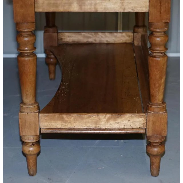 Victorian Marble Topped Satinwood Console or Writing Desk, 1880s For Sale - Image 14 of 18