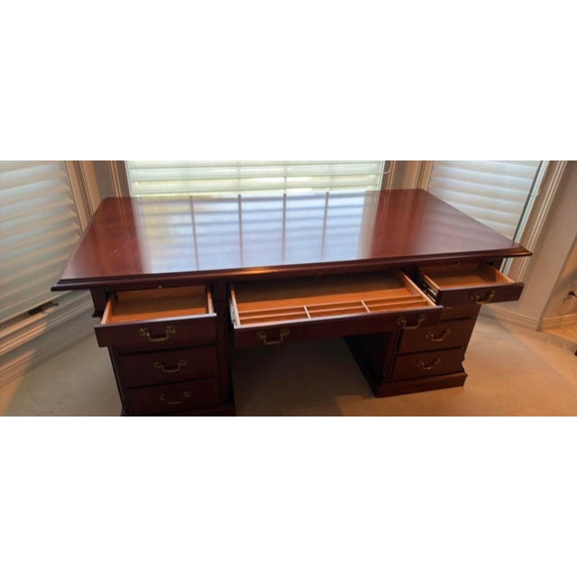 Wood Ofs Classic Soild Wood 6 Drawer Desk Made in Indiana For Sale - Image 7 of 10