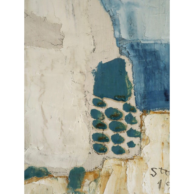 1976 Modernist 'Seaside Stroll' Vintage Mini Swedish Original Figurative Oil Painting, Framed For Sale - Image 9 of 12