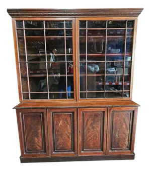 Large English Bookcase in Mahogany, 19th Century