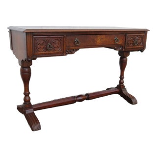 Early 1900s Hand Carved Console Table Desk 6061 For Sale