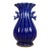 Vintage Cobalt Blue Glazed Fluted Vase With Double Handles - 8.7" For Sale
