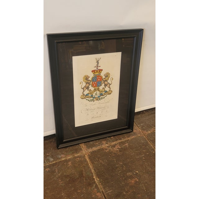 18th Century Framed Hand Colored Armorial Heraldry Coat of Arms Engraving 1764 Segar For Sale In San Diego - Image 6 of 10