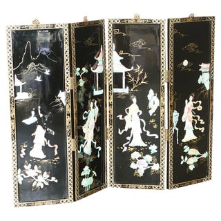 Chinese Soapstone Folding Screen Room Divider, 1920s For Sale