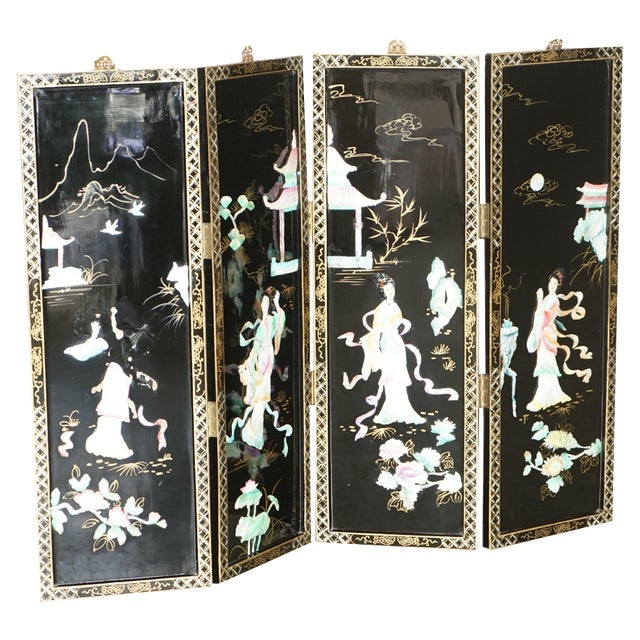 Chinese Soapstone Folding Screen Room Divider, 1920s For Sale