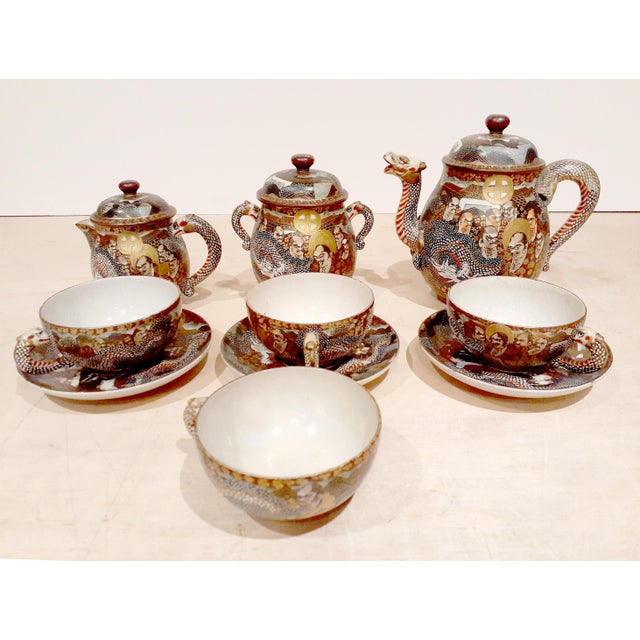 Early 20th Century Japanese Satsuma Dragon Tea Service