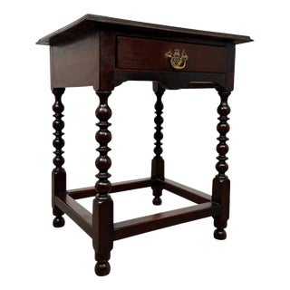Antique English Bobbin-Turned Oak Side Table, 1800s For Sale