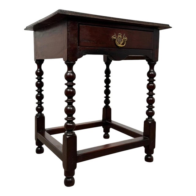 Antique English Bobbin-Turned Oak Side Table, 1800s For Sale