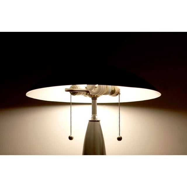 Silver Vintage Laurel Lamp Co. Style Brushed Steel Domed Lamp For Sale - Image 8 of 13