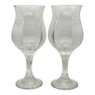 1980s Libbey “Tulip” Stemmed Water Goblets- A Pair For Sale