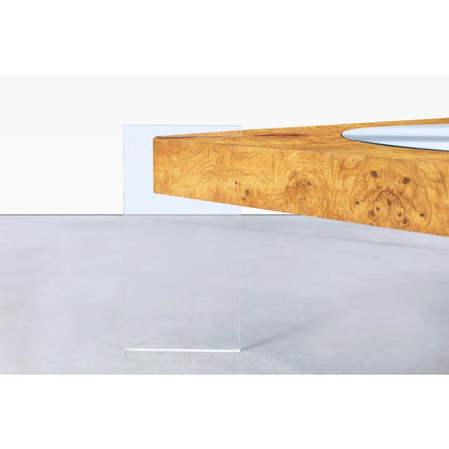 1970s Mid-Century Modern Burl Wood and Lucite Coffee Table by Vladimir Kagan For Sale - Image 5 of 12