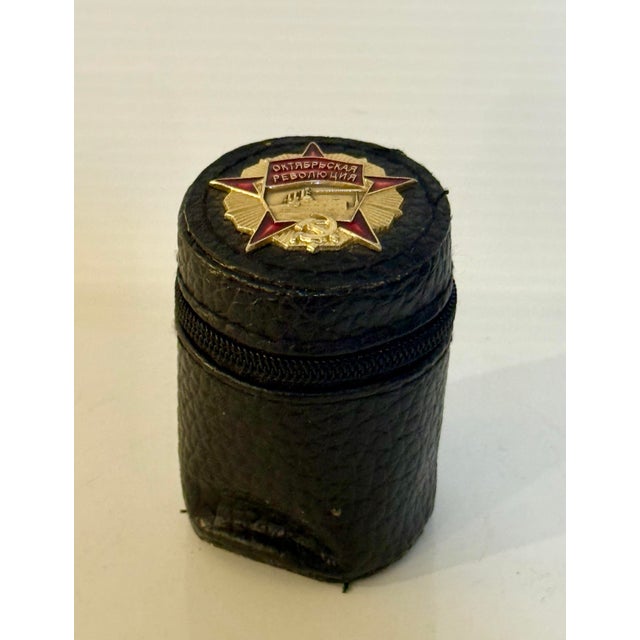 Mid-Century Modern Vintage 4-Pc Nesting Vodka Shot Set With October Revolution Case For Sale - Image 3 of 9