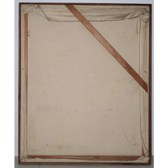 Burnt Umber Vintage Oil Portrait of a Young Mother and Daughter C.1979 For Sale - Image 8 of 9