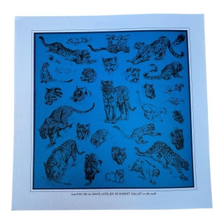 Hermes 2016 Collection Authentic Original Hermès Scarf Art Advertisement Lithograph Featuring Hermès Tiger Design For Sale
