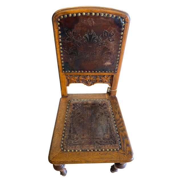 Mid 19th Century Mid 19th Century Antique Carved Oak Side Chair For Sale - Image 5 of 12