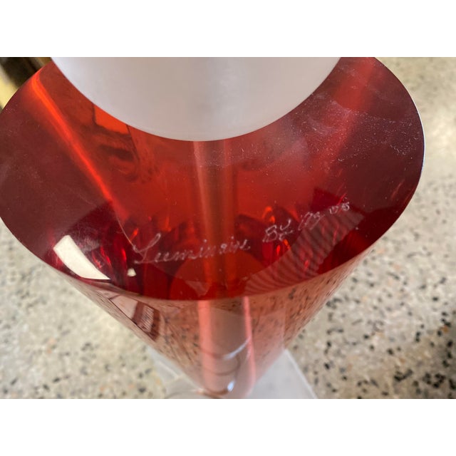 2000 - 2009 Signed Lucite Acrylic Table Lamp For Sale - Image 5 of 6