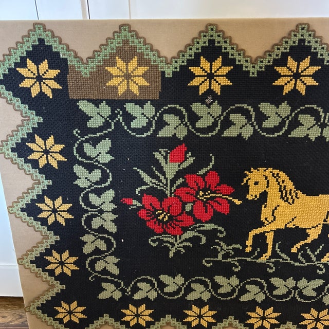 Beautiful oversized vintage needlepoint textile, believed to date from the 1940s–1960s and likely European in origin,...