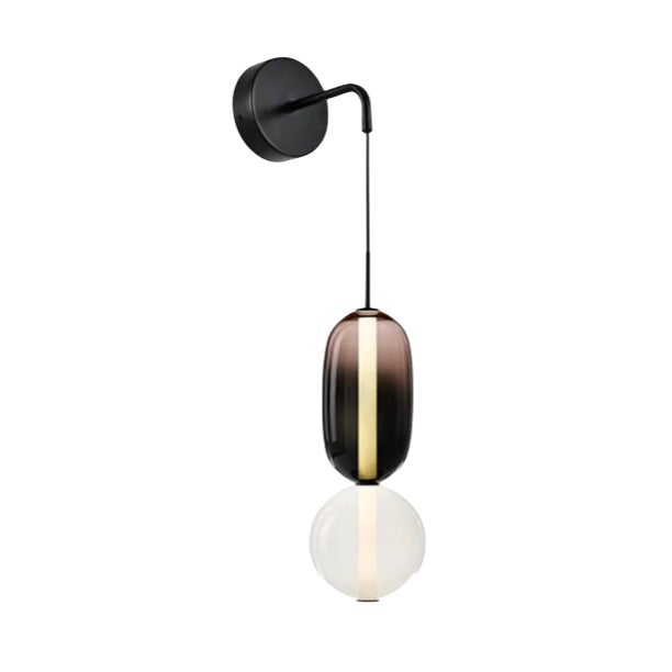 Black Glass Wall Light Sconce With Hand-Blown Glass Pieces - Set of 2 For Sale - Image 8 of 8