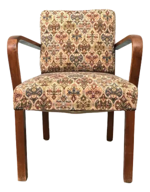 Chair with Curved Beech Wood Armrests, 1930s