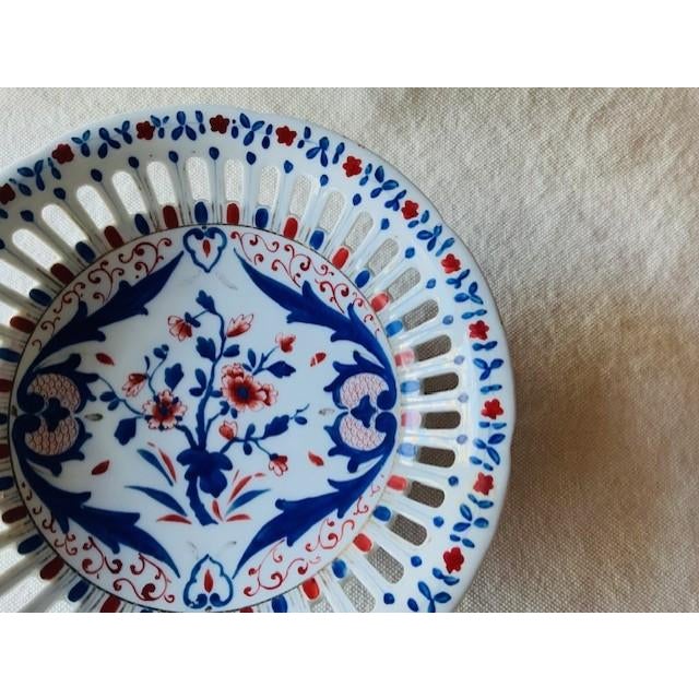 Ceramic French Imari-Style Reticulated Porcelain Chestnut Basket, Mid-19th Century For Sale - Image 7 of 15