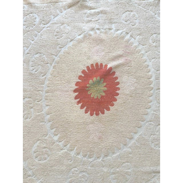 Boho Vintage Suzani from Tashkent, circa mid-1960s. Dimension; 55'' x 55'' inches / 140 x 140 cm / 4'7'' x 4'7'' Material:...