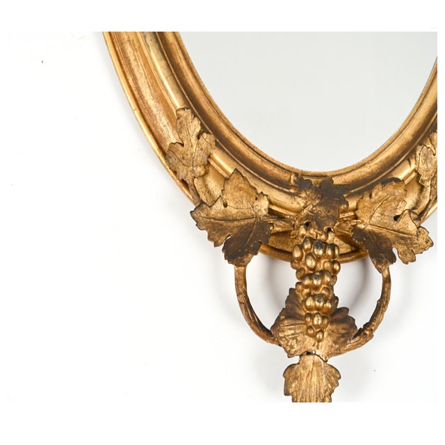 19th Century Antique Louis XVI Style Oval Gilt Wood Wall Mirror For Sale - Image 5 of 16