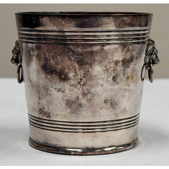 Mid 20th Century Vintage Petite Silverplate Jardienere With Lion Head Handles For Sale - Image 5 of 7