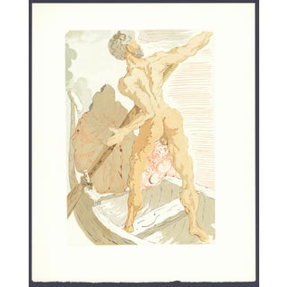 1963 Dalí Divine Comedy Engraving Enfer Chant 3 "Charon Et Le Passage De L'Achéron" (Charon and the Crossing of the Acheron) For Sale