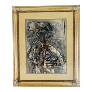 Mid-Century Vintage Abstract Impressionist Portrait of a Young Woman.