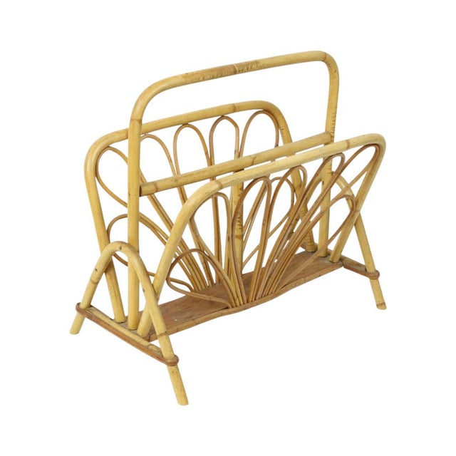 1960s Boho French Rattan Magazine Rack, 1960s For Sale - Image 5 of 17