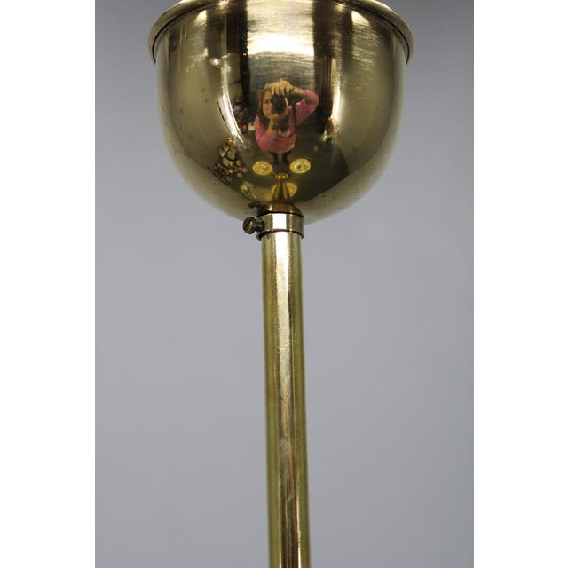 Black Art Deco Brass, Glass, and Wood Chandelier with Champagne Glass, Czechoslovakia, 1930s For Sale - Image 8 of 12