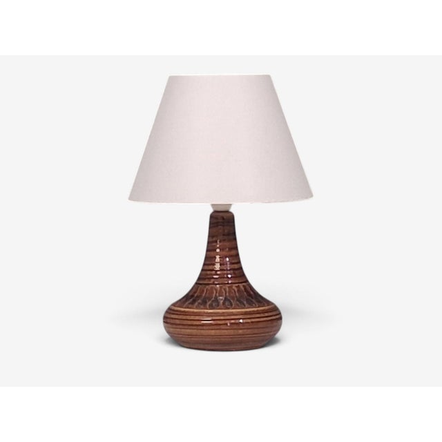 1960s Mid-Century Modern Arne Finne Nielsen, Table Lamp, Brown Glazed Stoneware For Sale - Image 4 of 10