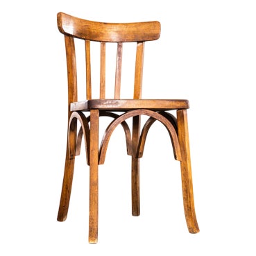 French Oak Bentwood Bistro Dining Chair from Baumann, 1950s For Sale