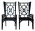 GuildMaster Chinoiserie Black Wood Geometric Fretwork High Back Armchairs – Pair For Sale