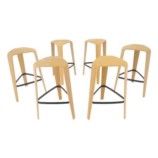 Set of 6 Molded Bent Plywood Bar Stools by Davis MINT! For Sale