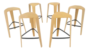 Set of 6 Molded Bent Plywood Bar Stools by Davis MINT!